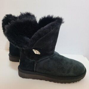 UGG Bailey Button Bling Crystal black Boots 1016553 Womens 6